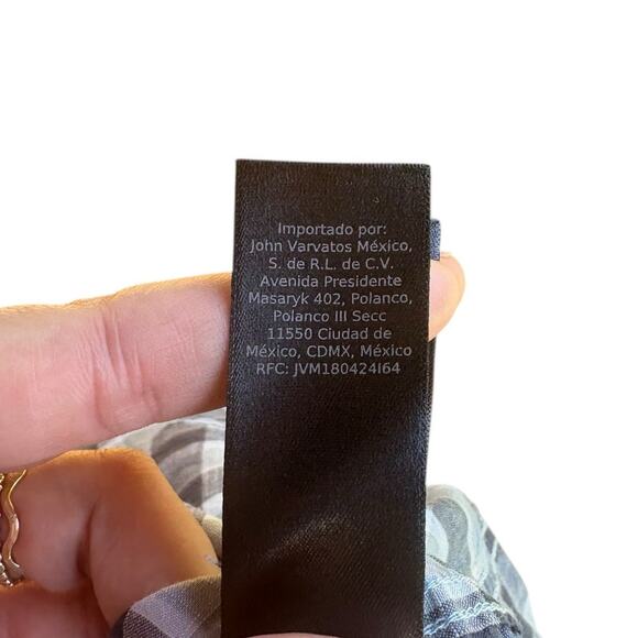 John Varvatos Blue Grey Plaid Short Sleeve Cuffed Button Down - Small - Picture 8 of 8